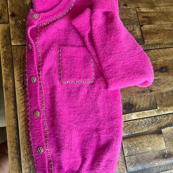 Nanette Lepore. Fuchsia cardigan  pit 21 length 23 - Picture 6 of 7